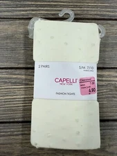 Capelli New York 2 Pairs Fashion Tights S/M 7/10 White Polka Dot Pattern