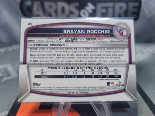 2023 Bowman Chrom #26 Brayan Rocchio RC - Bild 2 von 2