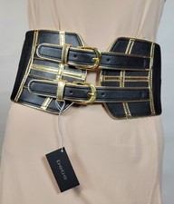 NEW Bebe Wide Waist Gold Metallic Color Block...