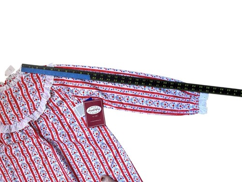 Lanz of Salzburg Girls Large 10-12 Nightgown Long Slv Red Hearts w/ Eyelet Trim - Picture 7 of 14