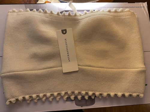 Anthropologie XXS cremefarbenes Röhrentop mit Jakobsmuschelrand für Damen.