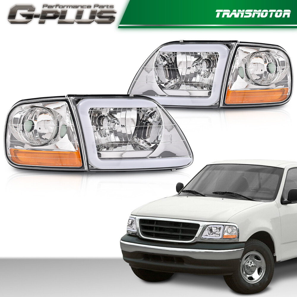 Fit for F-150 Expedition 97-04 LED DRL Headlights & Corner Lights Chrome/Clear - Picture 9 of 9