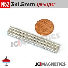 3mm x 1.5mm N52 Small Strong Rare Earth Neodymium Crafts Magnet Discs 3x1.5mm