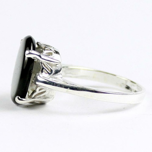 925 Sterling Silver Ladies Ring, Black Onyx, SR055 - Picture 3 of 5