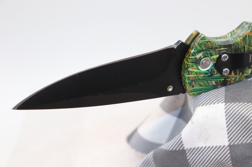 Frost Green Multi-Color Camo, Lock Back, Pocket Knife With Steel Belt Clip - Picture 6 of 16