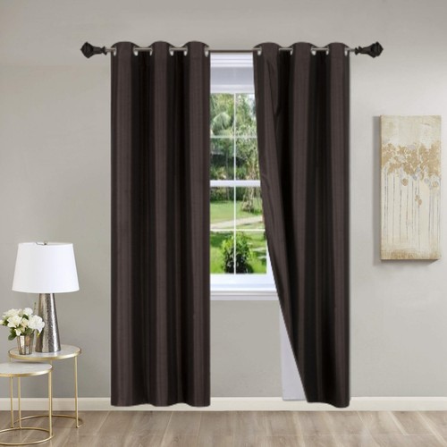 2PC Insulated Foam White Lined Blackout Grommet Window Curtain Panels KK92 new - Picture 10 of 58