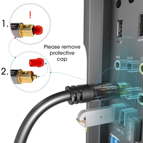 Kabeldirekt TOSLINK – Optical Audio Cable – 15Ft – Fiber Optic Cord, S/PDIF Digi - Picture 8 of 12
