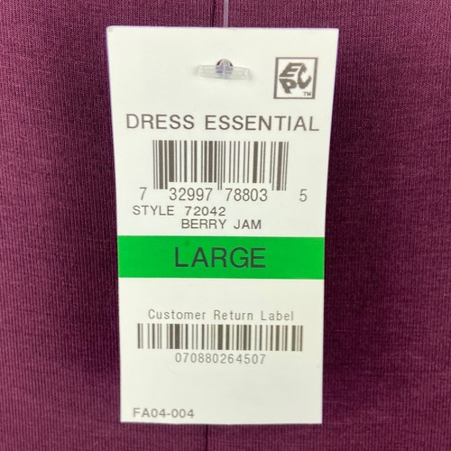 Style & Co lila beere Marmelade U-Ausschnitt 3/4 Ärmel Swing Tshirt Kleid Größe Large - Bild 6 von 7