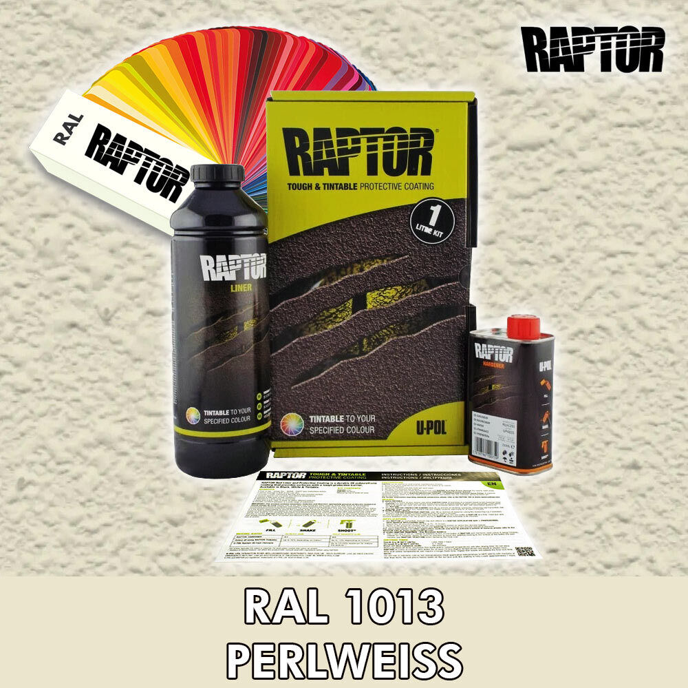 Raptor Lack Beschichtung 4er Set + UBS Pistole/tönbar, schwarz, RAL  Farben/Upol