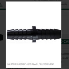 3/4 BARB UNION SPLICER BLACK POLYETHYLENE # 33098P