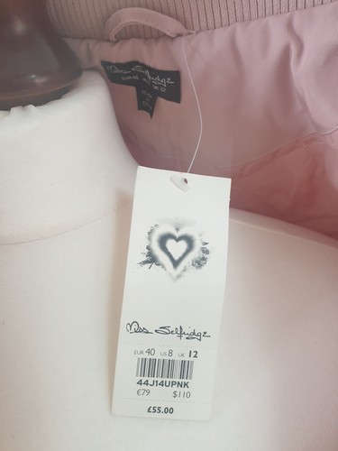 Chaqueta Bomber Miss Selfridge Rosa Satinado Abrigo Largo Medio Acolchado Ligero Reino Unido 12 £55 - Imagen 5 de 9