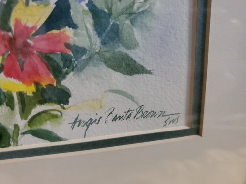 Listed TX ART ANGIE BANTA BROWN ORG SIGNED WATERCOLOR Bluebonnets Bold & Beautif - Picture 5 of 24