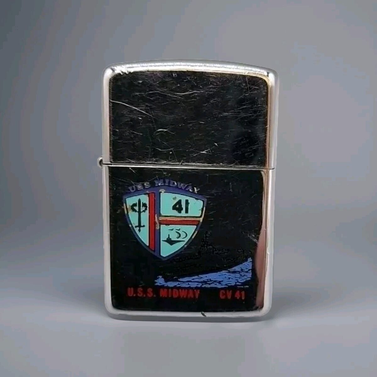 Vintage USS MIDWAY CV-41 ZIPPO AIRCRAFT CARRIER BARCROFT