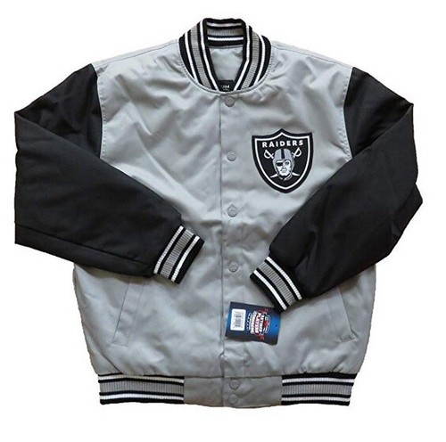 Chaqueta de sarga Oakland Raiders NFL para hombre de poli algodón con logotipo delantero/trasero - Imagen 1 de 2