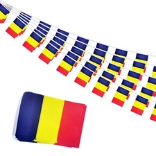 Romania Small String Flags, 50 Feet 38 Pcs Romanian Pennant Banner Bunting Fl...