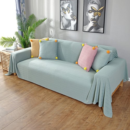 1/2/3/4 Seater Sofa Cover Knitted Cotton Linen 1-Piece Slipcover Couch Cover Mat - Picture 18 of 32