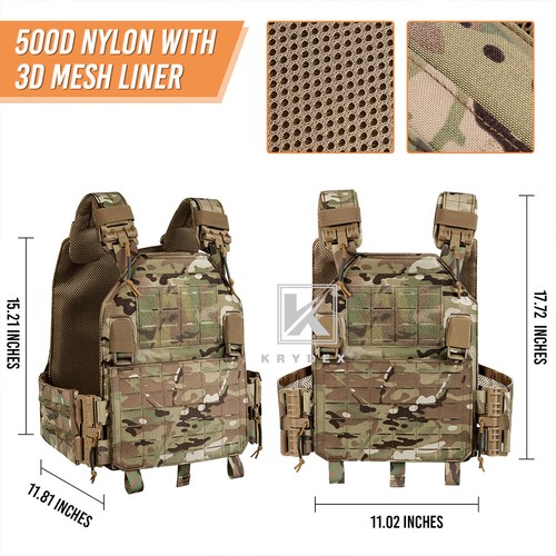 KRYDEX Plate Carrier Tactical Vest Quick Release Buckle & Laser Cut MOLLE Panel - Picture 16 of 28