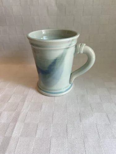 Edgecomb Potters Pottery Tall Coffee Tea Mug Cup 4.5" Blue Green Swirl EUC