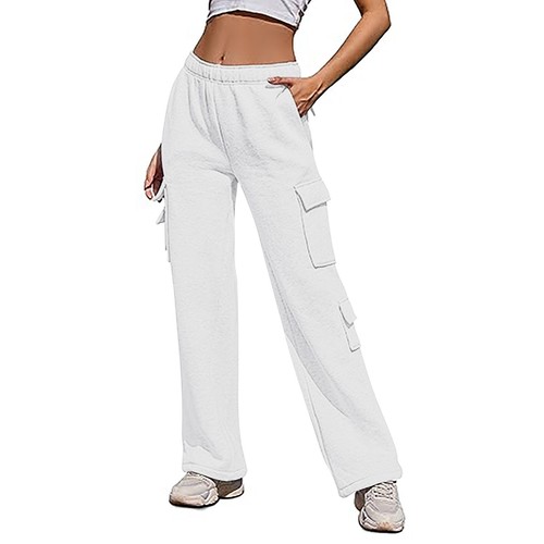 Women Casual Solid Sweatpants High Waist Sporty Gym Athletic Fit Jogger Trousers - Picture 40 of 53