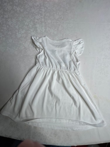 Vestito maglia bambina 2-3 anni bianco gattino cappuccio manica balza bordato elasticizzato - Foto 4 di 5