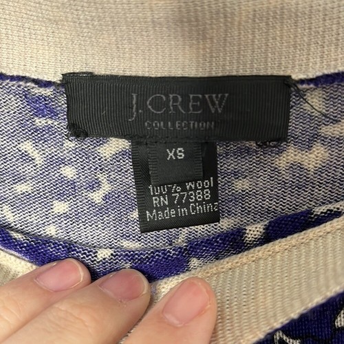 J.Crew Collection Wool Blue Floral Short Sleeve Sweater Dress - Picture 2 of 5