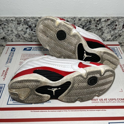 NIKE AIR JORDAN 14 Retro White Red Varsity Basketball Shoes SIZE 6.5Y 487524-100 - Picture 6 of 7