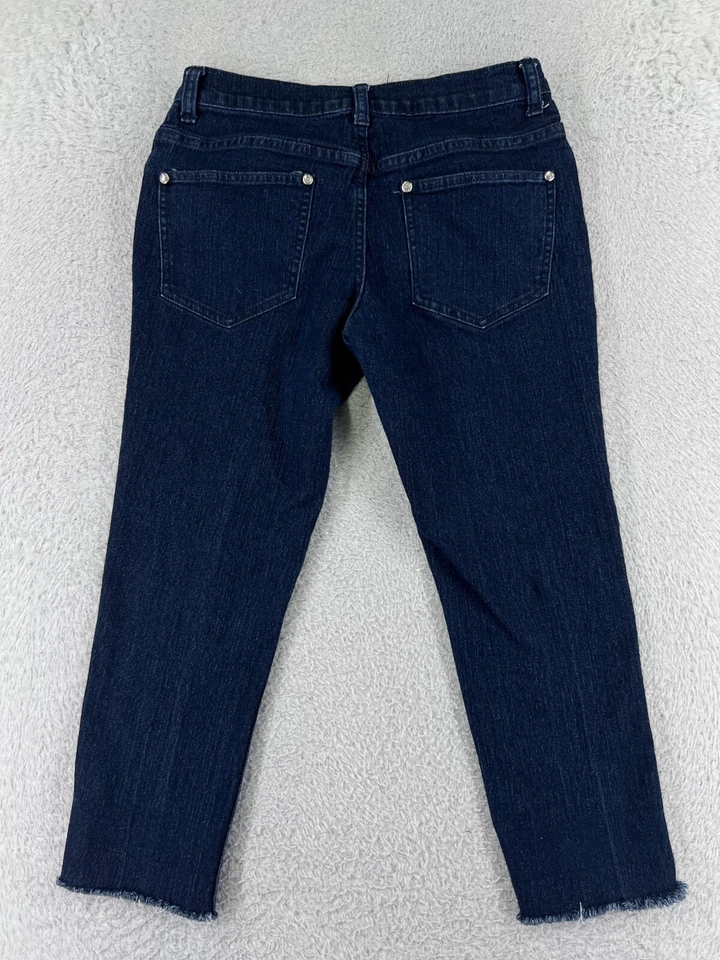 Calça Venus Feminina 26 Jeans Jeans Azul Bainha Crua Cônica Lavagem Escura 26x22 Crop - Imagem 2 de 4
