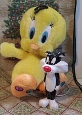 Tweety Bird  Sylvester Sing-a-Long Plush Musical Looney Tunes Vtg WB 2000