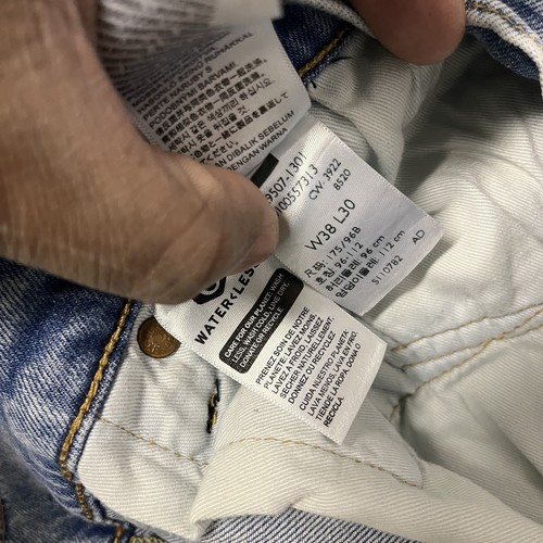 Levis Jeans Mens 38x27 Blue Premium Lot 502 Tapered Leg Stretch Denim Big E - Picture 6 of 9