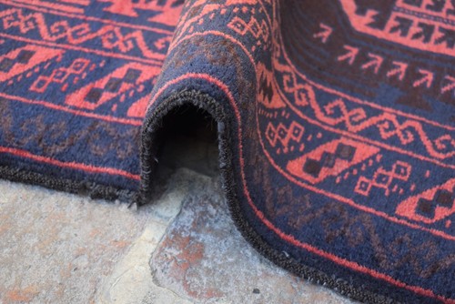 Alfombra persa pequeña de lana Baluchi tribal afgana vintage anudada a mano 2'11 x 4'9 3x5 - Imagen 7 de 9
