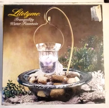 NEW in Box Litetyme Tranquility Water Fountain Stone Rock Garden Candle Holder