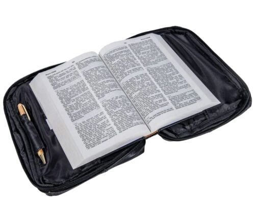 Funda bíblica de cuero genuino negra organizadora de libros maletín organizador trasero - Imagen 2 de 12
