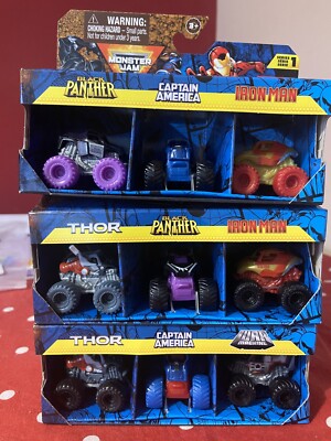   Komplettsatz Monster Jam Mini Marvel Trucks (9 Trucks) Serie 1 Maßstab 1:87