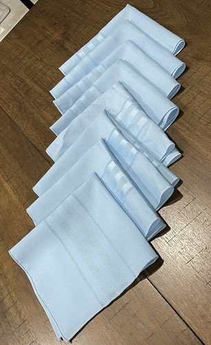 Set of 8 Blue Striped Silky Fabric Cloth Napkins 15” x 16” Excellent Condition - Picture 5 of 5