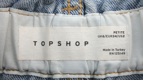 Paperbag Shorts Denim Jean Pants Hi Rise Pockets Buttons Topshop Size UK 6 - Picture 6 of 12