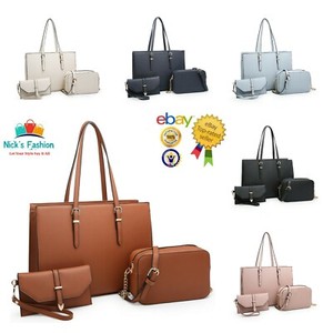 Womens Faux Leather Plain Satchel Messenger Shoulder Handbag Ladies Purse Bag