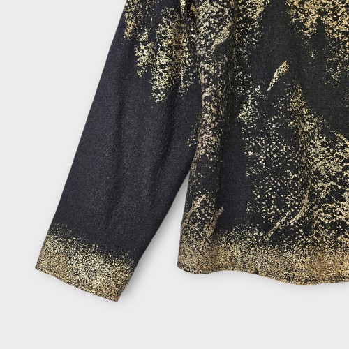 Chico's Wool Sweater Jacket Womens sz 3 / XL Black Metallic Gold Fun Fur Collar - Bild 8 von 18