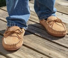 NEW Minnetonka Men's Plaid Lined Hardsole Slippers - 41283 - Brown - 9 M