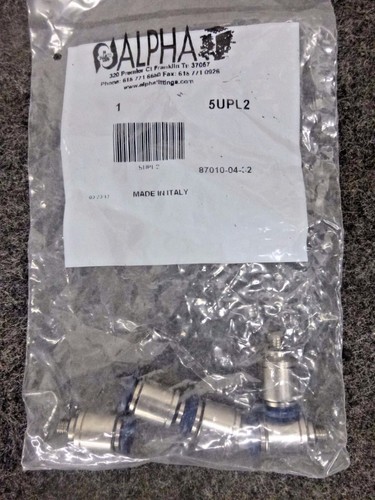 NEW!! ALPHA FITTINGS MALE CONNECTION LONG, PUSH, 10-32, SIZE 1/4, 5-Pack  - Picture 1 of 2