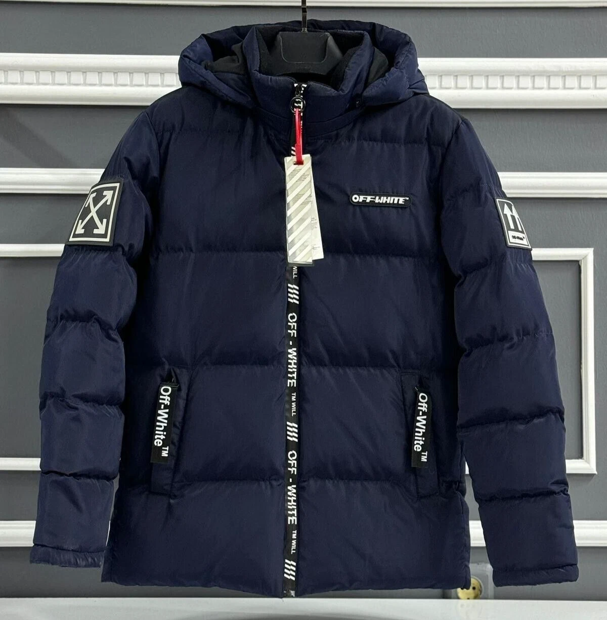 Giacca casual uomo Off White blu navy taglia:media