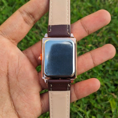 GEDUO Tank Square Leather Stainless Steel Back Analogue Thin Quartz Wrist Watch - Picture 5 of 6