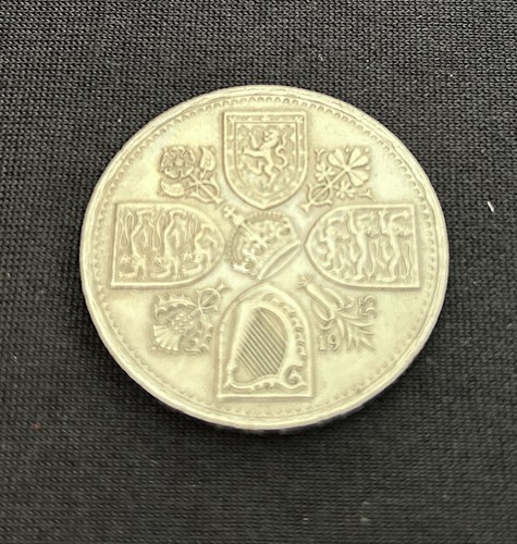 1953 Königin Elisabeth II. Krönungskrone Gedenkmünze fünf 5 Schilling - Bild 2 von 4