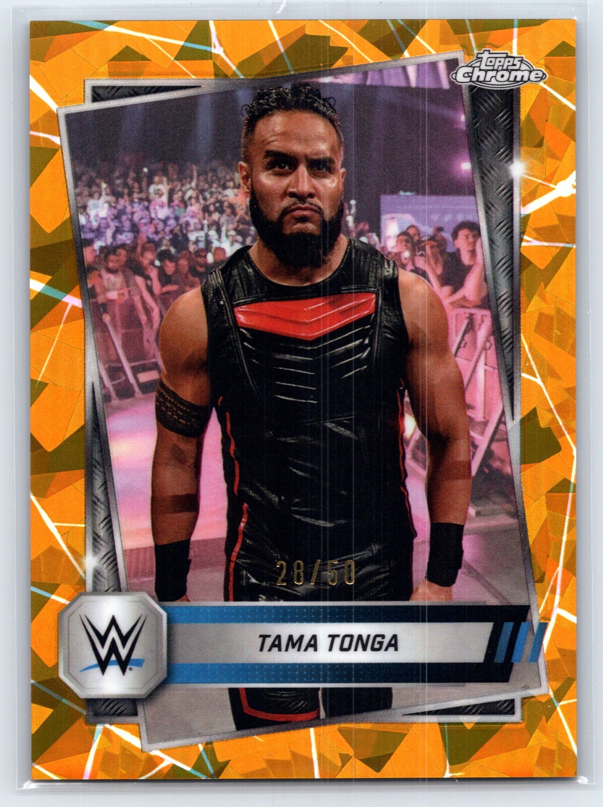 2025 Topps Chrome Sapphire WWE Tama Tonga Gold Refractor /50 #54 Smackdown