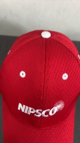 NIPSCO Baseball Hat Strapback Cap Mens OSFM Red White Jersey Mesh Indiana OTTO - Video 1 of 1
