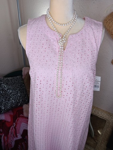 Kim Rogers PS Petite Small Pink Eyelet Sleeveless Smock Dress New Cottagecore - 第 4/10 張圖片