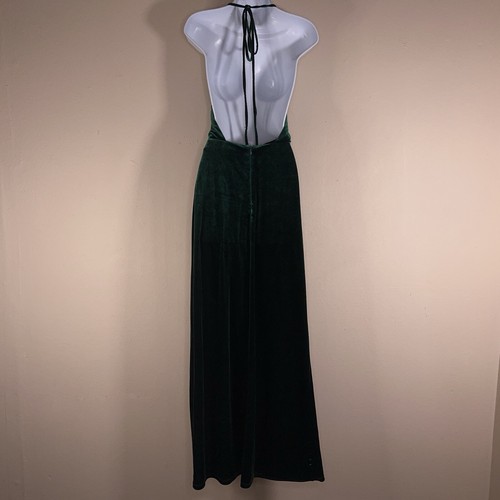 XS TOBI GREEN VELOUR GOWN FORMAL SLEEVELESS EVENT STRETCH - Picture 8 of 14
