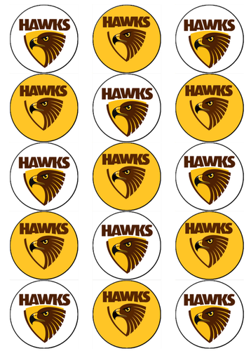 Football Hawthorn Hawks Edible Cupcake Toppers Wafer Cake Decoration (2 Sizes) - Picture 2 of 8