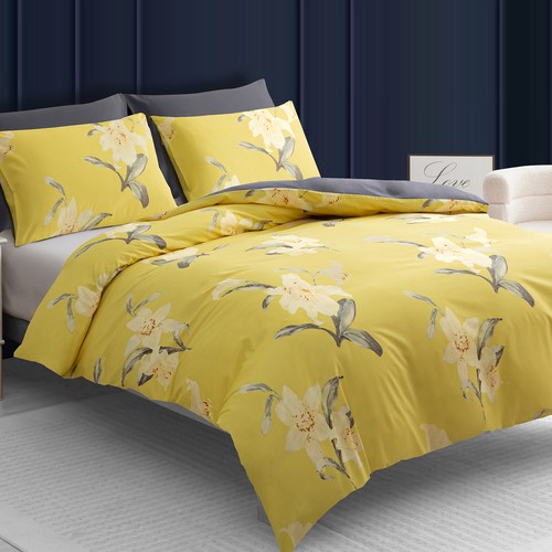 Duvet Cover Set Double Reversible Luxury Quilt Cover Set Bedding Set King Size - Picture 304 of 462
