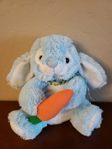 Plush Pals Blue Bunny RABBIT W/ CARROT 9" Plush Stuffed Animal - Picture 1 of 2