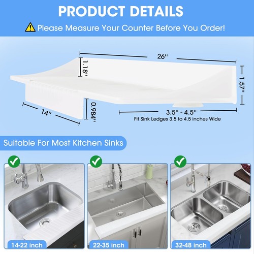 Sink Edge Protector Guard - 4.5'' x 26'' Kitchen Sink Splash Guard Silicone K... - Picture 4 of 8